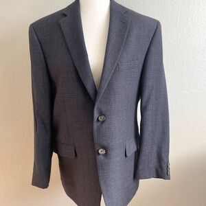 Macy's Lauren Ralph Lauren Wool Blazer Mens 40S Navy Micro Check Sport Coat